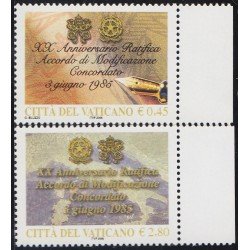 Vaticano 1368/69 2005 Ratificación del XX Aniversario acuerdo de modificación acordado MNH