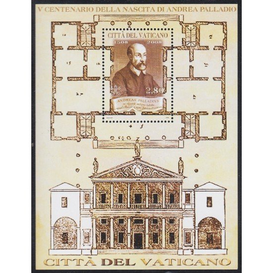 Vaticano HB 33 2008 V Centenario del nacimiento de Andrea Palladio MNH Vaticano HB 33 2008 V Centenario del nacimiento de Andrea Palladio MNH