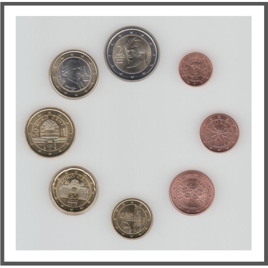 Austria 2019 Emisión monedas Sistema monetario euro € Tira Austria 2019 Emisión monedas Sistema monetario euro € Tira