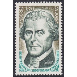 Andorra Francesa 255 1976 Thomas Jefferson MNH Andorra Francesa 255 1976 Thomas Jefferson MNH
