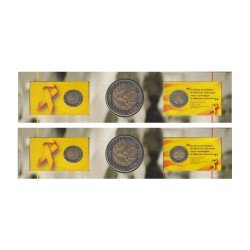 Catalunya 2 Carteras moneda 2 Euros en prueba 2018 Llaç Groc Referèndum 1-O Nou dis