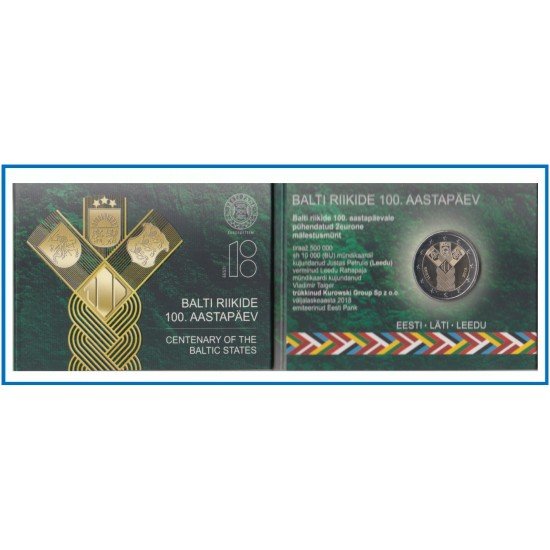 Estonia 2018 Cartera Of Coin Card Moneda 2€ conmemorativos Estados Bálticos Estonia 2018 Cartera Of Coin Card Moneda 2€ conmemorativos Estados Bálticos