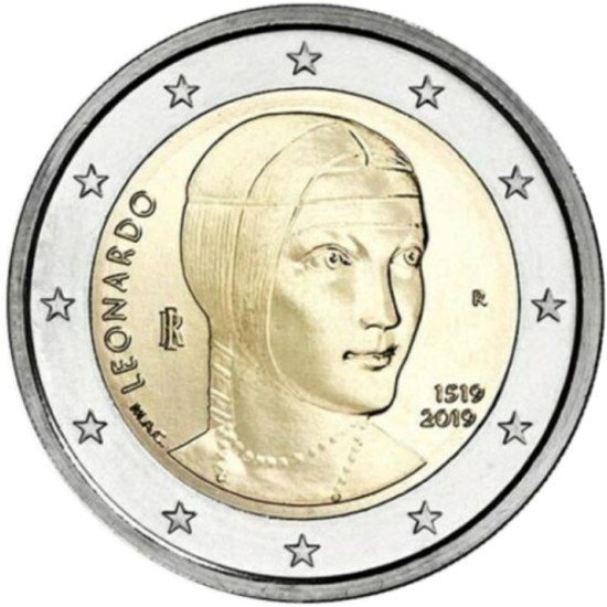 Italia 2019 2 € euros conmemorativos Leonardo Da Vinci Italia 2019 2 € euros conmemorativos Leonardo Da Vinci