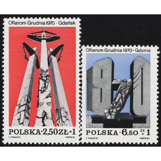 Polonia Poland 2597/98 1981 Monumentos a las víctimas de los disturbios de diciembre de 1970 MNH