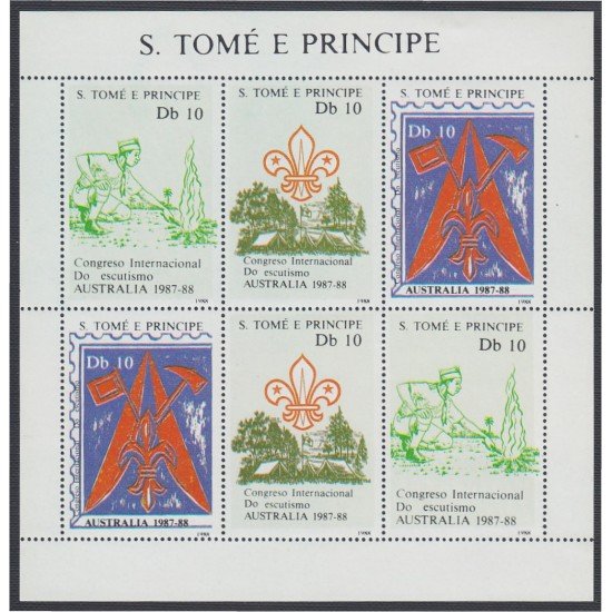 Santo Tomé y Príncipe 929/31 1988 Minihojita Congreso internacional de scoutismo MNH  