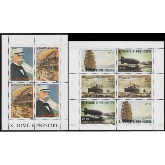 Santo Tomé y Príncipe 915/19 1988 Minihojita Comandante Ferrdinand von Zeppelin MNH  