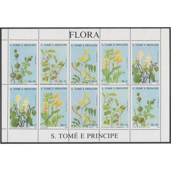 Santo Tomé y Príncipe 904/08 1988 Minihojita Flora Plantas medicinales MNH  