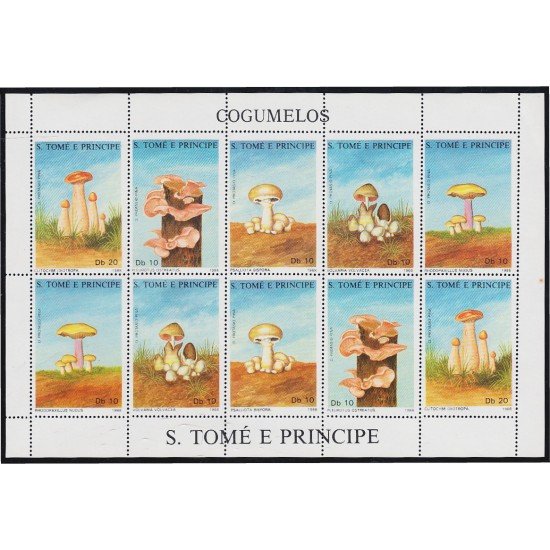 Santo Tomé y Príncipe 899/03 1988 Minihojita Flora Champiñones MNH  