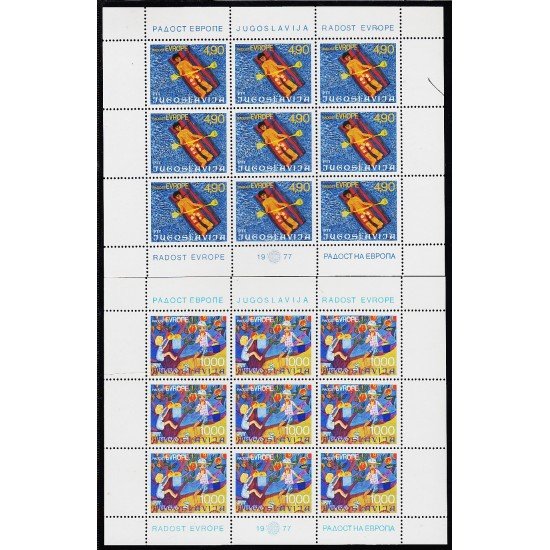 Yugoslavia 1583/84 1977 Minihojita Encuentro de infantes de Europa MNH