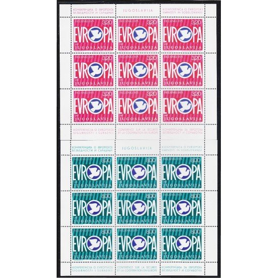Yugoslavia 1506/07 1975 Minihojita Colaboración y seguridad europea MNH