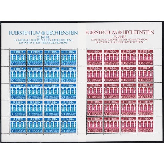 Liechtenstein 778/79 1984 Minihojita Europa Puente de cooperación europea MNH Liechtenstein 778/79 1984 Minihojita Europa Puente de cooperación europea MNH