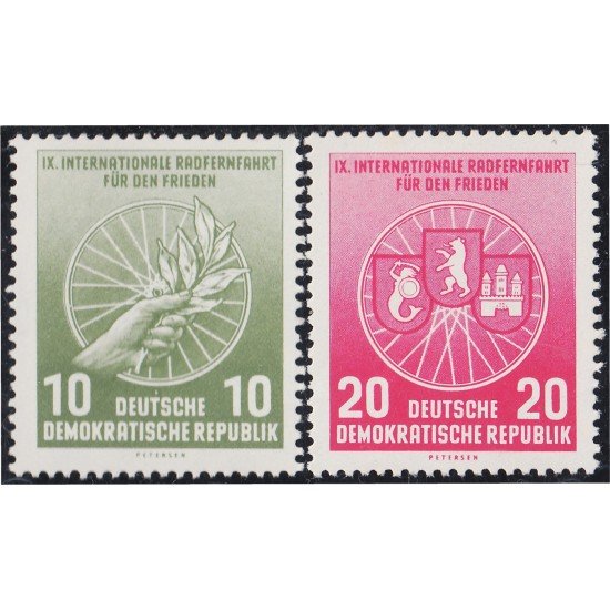 Alemania Oriental 246/47 1956 246/47 9ª Carrera ciclística internacional por La Paz MNH