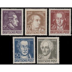 Alemania Oriental 52/56 1949 Emisión General Bicentenario del nacimiento de Goethe MNH Alemania Oriental 52/56 1949 Emisión General Bicentenario del nacimiento de Goethe MNH