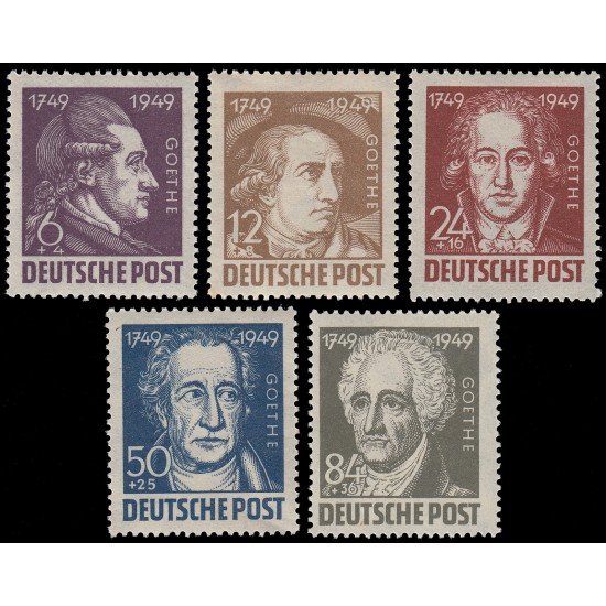 Alemania Oriental 52/56 1949 Emisión General Bicentenario del nacimiento de Goethe MNH