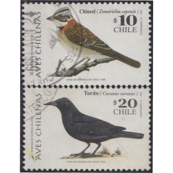 Chile 1515/16 Serie Corriente. Pájaros de Chile usados Chile 1515/16 Serie Corriente. Pájaros de Chile usados