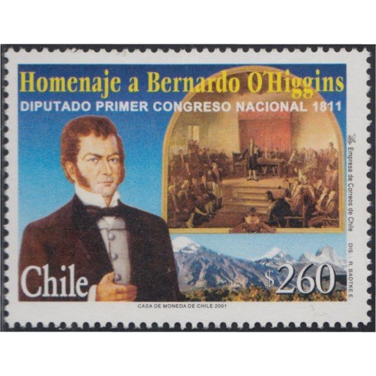 Chile 1595 2001 Homenaje a D. Bernardo O MNH