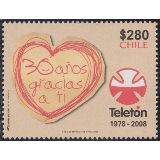 Chile 1874 2008 30 Años del teléfono  MNH