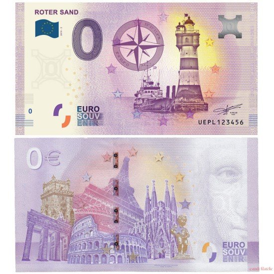 Billete  souvenir de cero euros Roter Sand Sagrada Família Gaudí