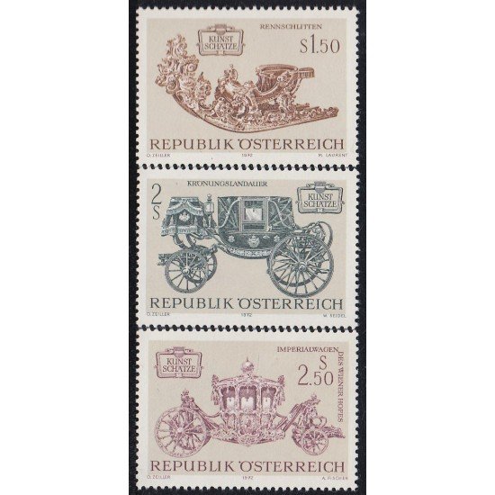 Österreich Austria 1236/38 1972 Tesoros del arte austriaco Antiguos medios de transporte MNH Österreich Austria 1236/38 1972 Tesoros del arte austriaco Antiguos medios de transporte MNH