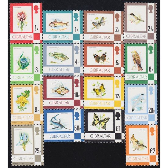 Gibraltar 348/63 1977 Serie Antigua Flora y Fauna MNH