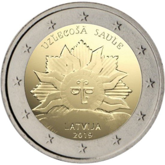 Letonia 2019 2 € euros conmemorativos Sol naciente 