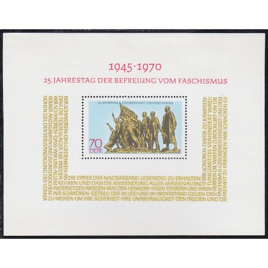 Alemania Oriental Germany HB 27 1970 25 Aniversario d ela liberación del Fascismo MNH Alemania Oriental Germany HB 27 1970 25 Aniversario d ela liberación del Fascismo MNH