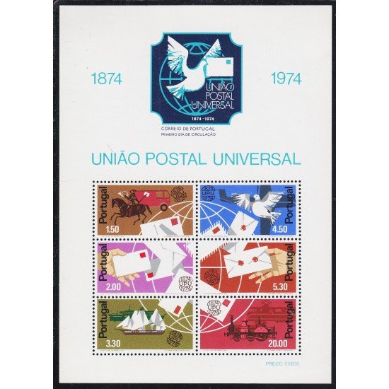 Portugal HB 15 1974 Centenario de la UPU MNH