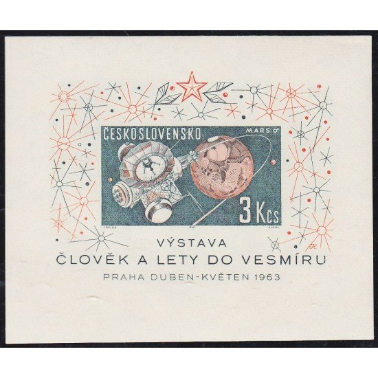 Checoslovaquía HB 23 1963 Exposición del Cosmo en Praga MNH