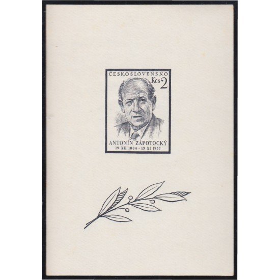 Checoslovaquía HB 20 1957 Presidente Antonin Zapotocky MNH