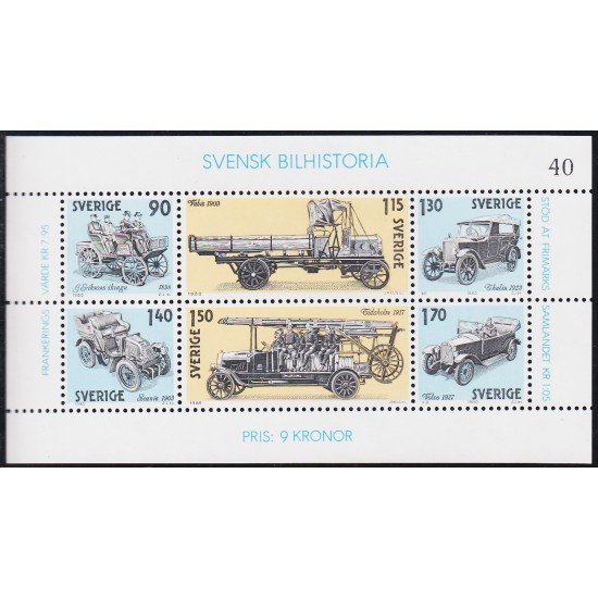Suecia Sweden HB 8 1980 Historia del automóvil sueco MNH