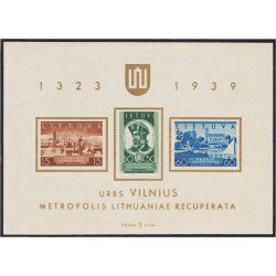 Lituania 2 HB 1939 Conmemoración del regreso de Vilna a Lituania MNH