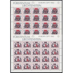 Liechtenstein 732/33 1982 Minihojita Europa hechos históricos MNH Liechtenstein 732/33 1982 Minihojita Europa hechos históricos MNH