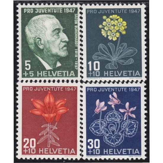 Suiza Switzerland 445/48 1947 Pro juventud J. Burckhardt Flores Flowers MH