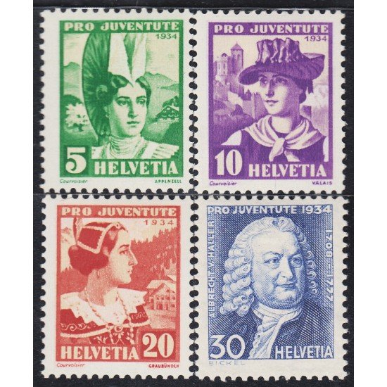 Suiza Switzerland 278/81 1934  Pro juventud Albrecht von Haller MH