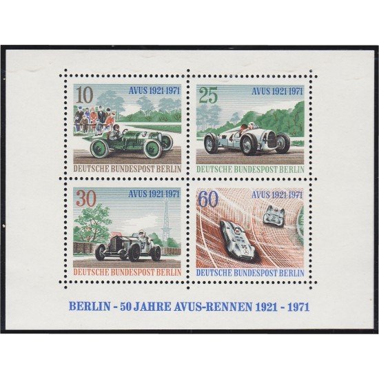 Alemania Berlín 370/73 1971 50 Aniversario del automovilismo AVIS MNH 
