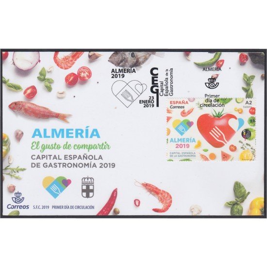 España Spain 5289 2019 Almería Capital Española de Gastronomía 2019 SPD Sobre Primer Día España Spain 5289 2019 Almería Capital Española de Gastronomía 2019 SPD Sobre Primer Día