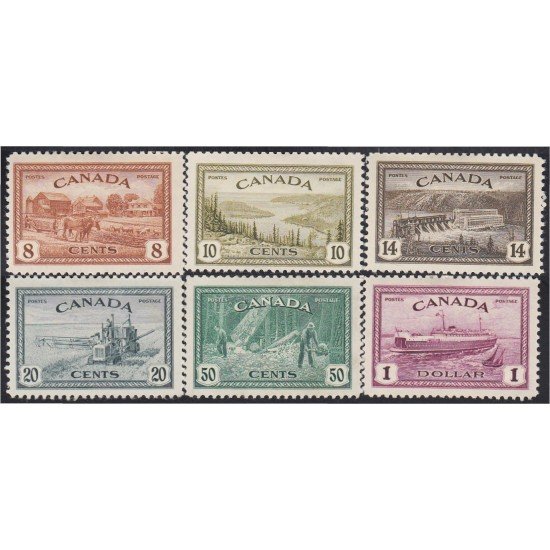 Canada 219/24 1946 Conmemoración del retorno a una economía pacífica MH Canada 219/24 1946 Conmemoración del retorno a una economía pacífica MH