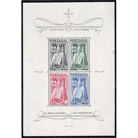 Portugal HB 12 1946 3º centenario de la proclamación de la patrona Virgen MH