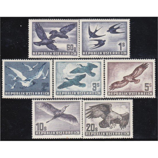 Austria Osterreich A- 54/60 1950/53 Fauna Grabados Aves Pájaros Birds MH Austria Osterreich A- 54/60 1950/53 Fauna Grabados Aves Pájaros Birds MH