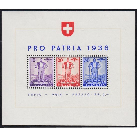 Suiza Switzerland HB 2 1936 Pro Patria Cruz Federal MH