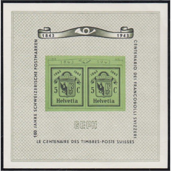 Suiza Switzerland HB 10 1943 Centenario del sello Suizo MH Suiza Switzerland HB 10 1943 Centenario del sello Suizo MH