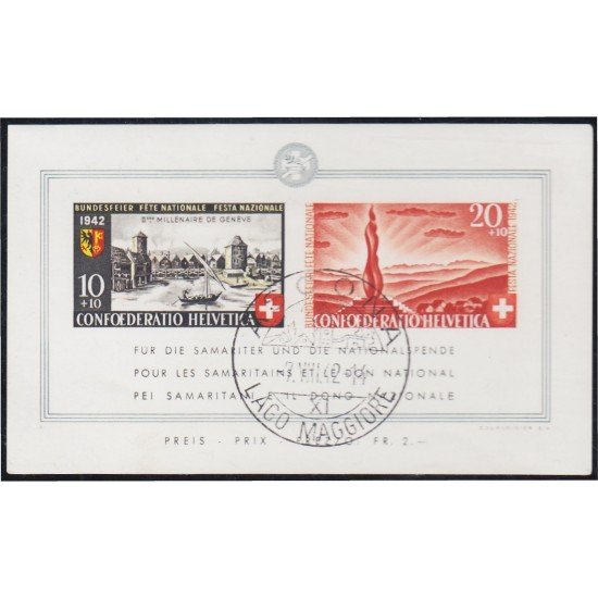 Suiza Switzerland HB 7 1942 Para los samaritanos y el regalo nacional Fiesta Nacional usado Suiza Switzerland HB 7 1942 Para los samaritanos y el regalo nacional Fiesta Nacional usado