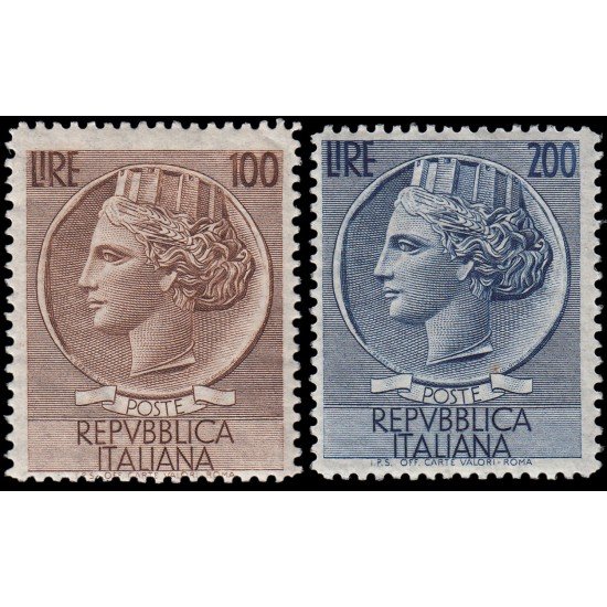 Italia Italy 684/85 1953/54 Moneda Siracusana MNH