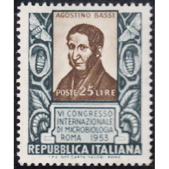 Italia Italy 663 1953 Retrato de Agostino Bassi MNH