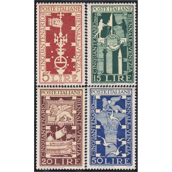 Italia Italy 532/35 1949 50 Años de la bienal de arte de Venecia MNH