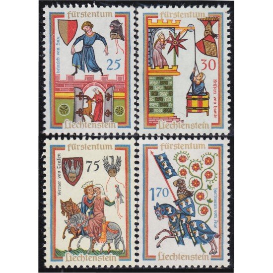Liechtenstein 383/86 1963 Los trovadores de Minnesinger MNH Liechtenstein 383/86 1963 Los trovadores de Minnesinger MNH