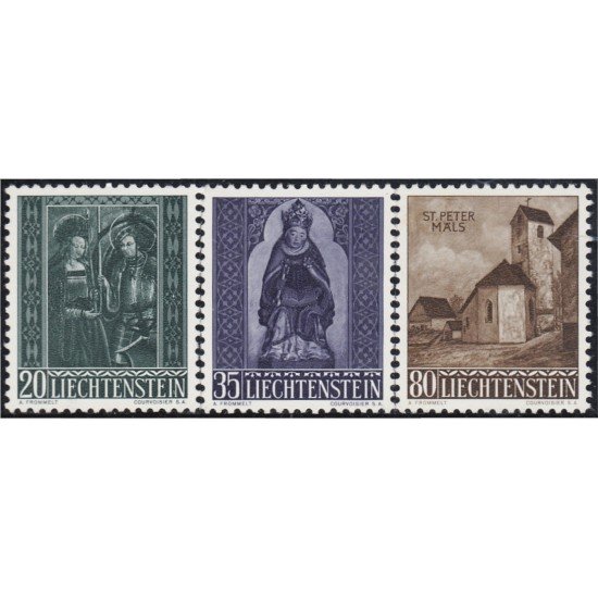 Liechtenstein 336/38 1958 Sellos de Navidad Capillas y Santos  MNH