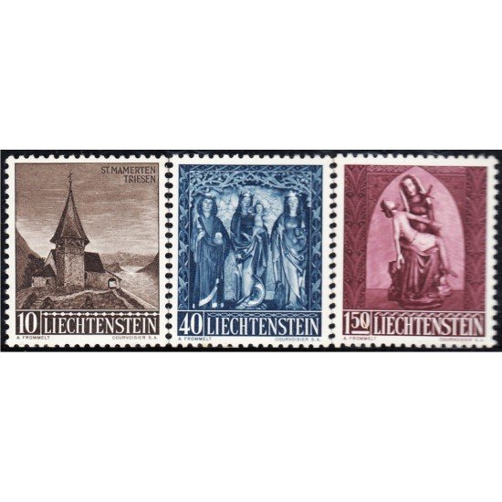 Liechtenstein 324/26 1957 Sellos de Navidad Capillas MNH Liechtenstein 324/26 1957 Sellos de Navidad Capillas MNH