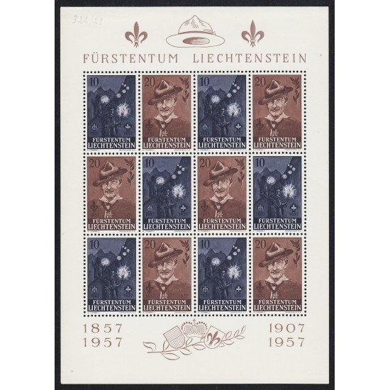 Liechtenstein 322/23 1957 Minihojita Lor Baden Powell MNH