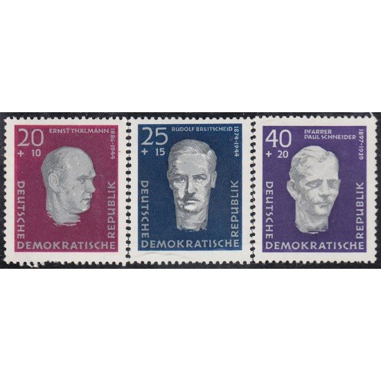 Alemania Oriental 333/35 1957 Homenaje a líderes socialistas MNH Alemania Oriental 333/35 1957 Homenaje a líderes socialistas MNH
